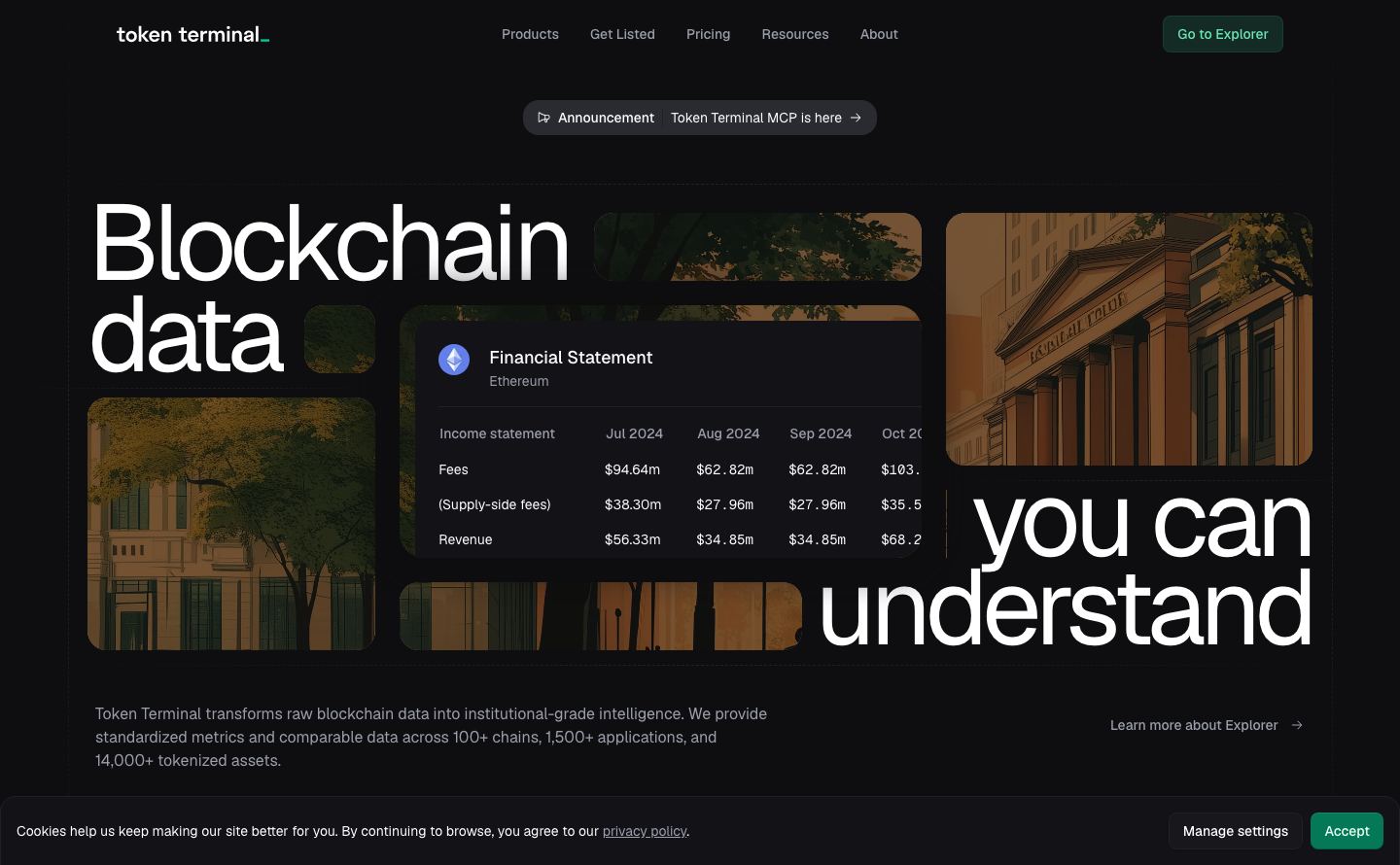 Token Terminal 官网数据界面静态截图